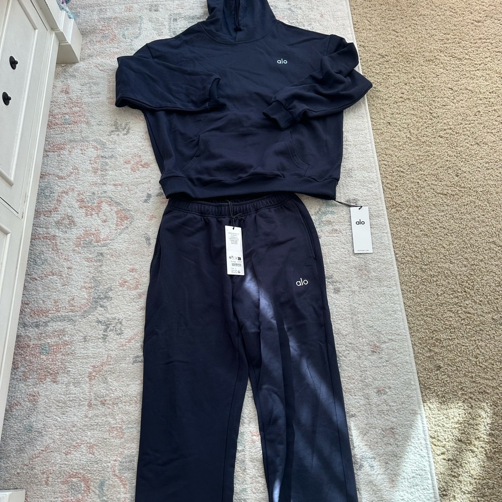 Alo Navy Blue Hoodie and sweatpants set
